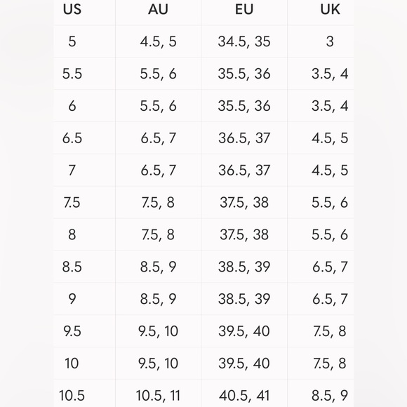 ASOS | Shoes | Sizing In The United Kingdom And The Equivalents In The ...
